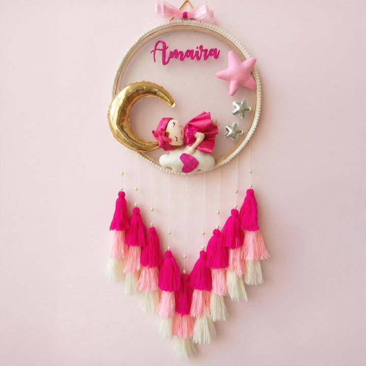 Personalized Sleeping Baby Girl Theme Kids Name Plate With Tassels