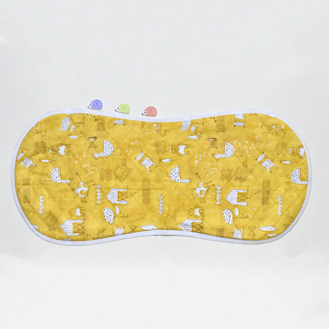 Block Printed Farm Friends Burp Cloth