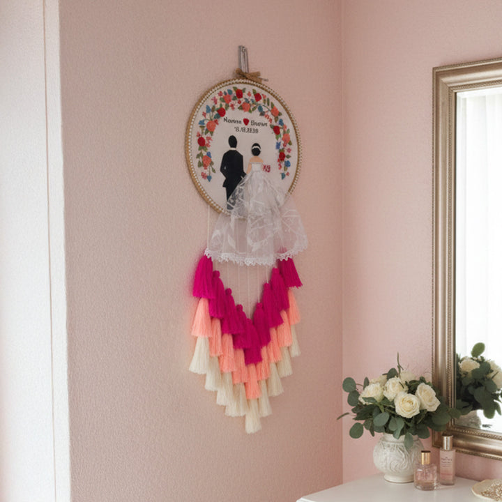 Personalized Embroidered Christian Wedding Plaque With Tassels