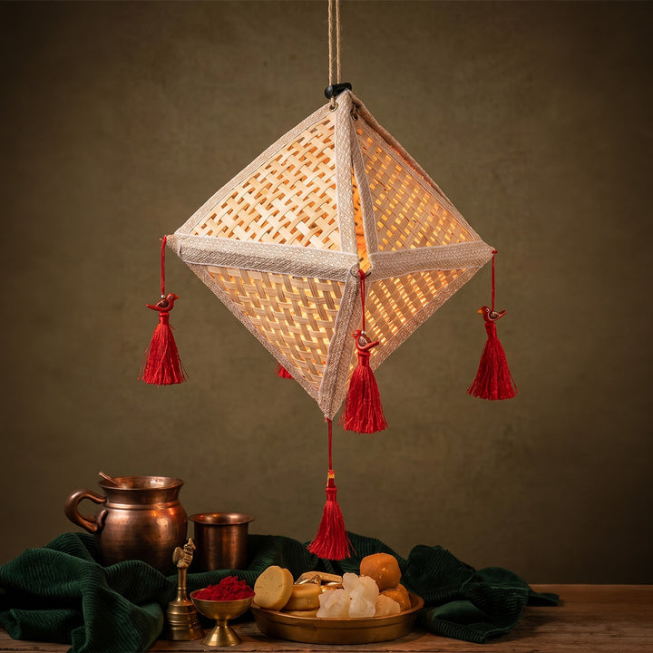 "Jhoomar" Handwoven Bamboo Diamond Kandil / Lampshade For Festive Decor