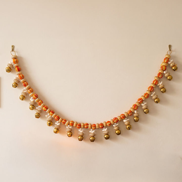 Mouli Thread & Wool Toran With Ghunghroo Bell Detailing For Festive Decor