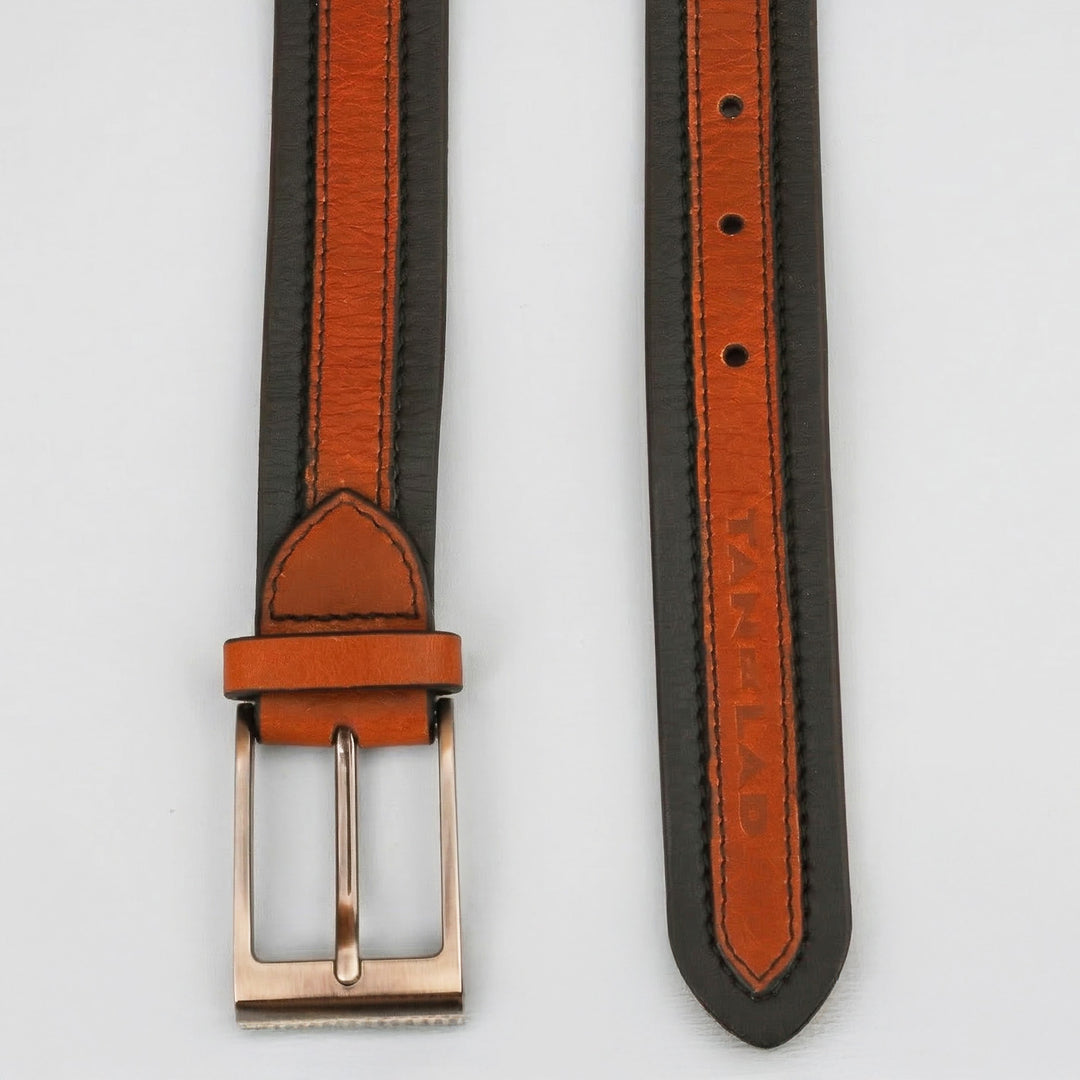 Brown & Black Layover Leather Belt