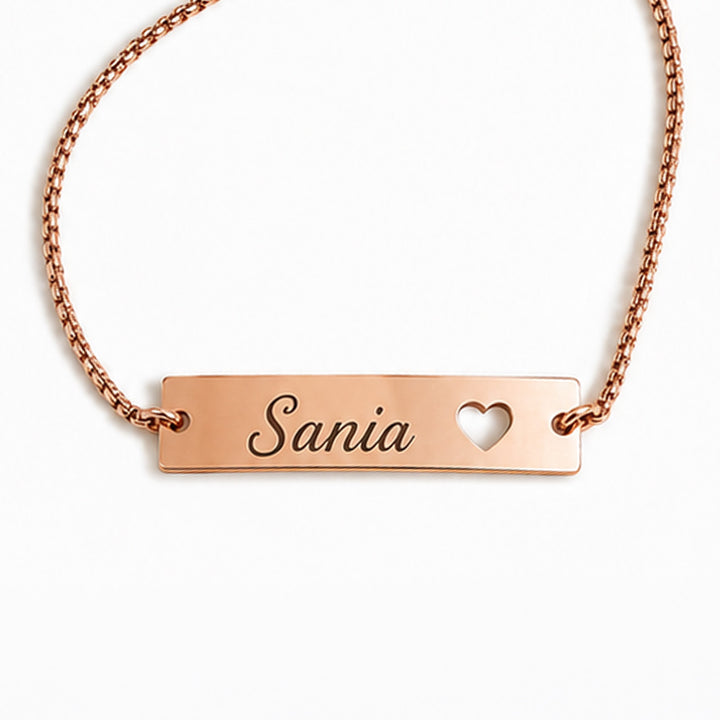 Personalized Adjustable Printed Heart Charm Bracelet Rakhi For Sister/Bhabhi