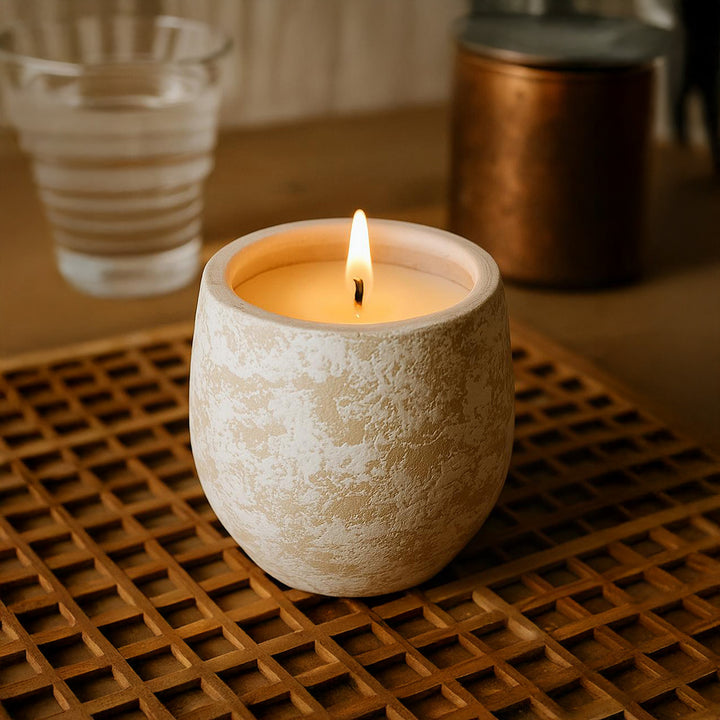 Vintage Finish Terracotta Candle Holder With Candle