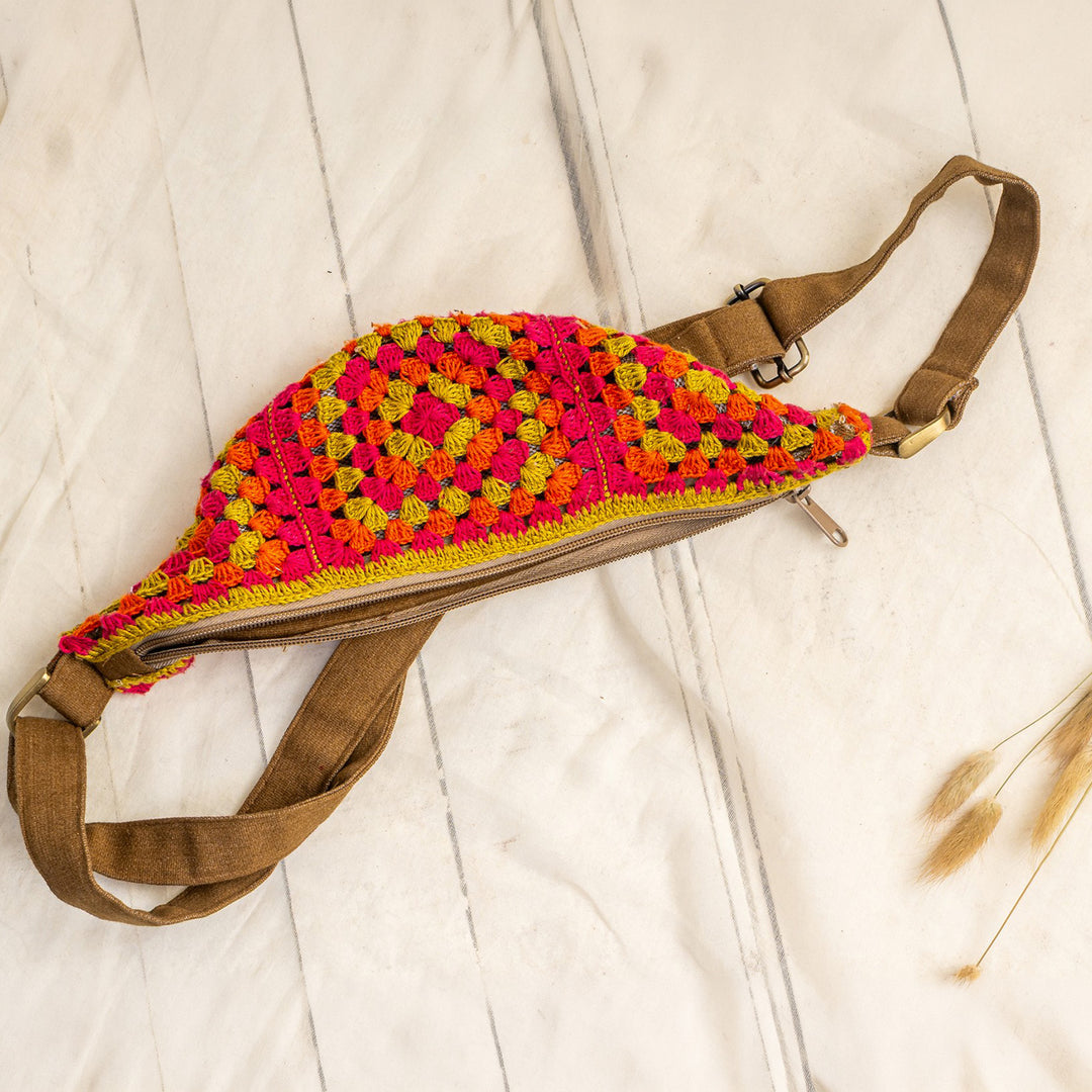 Sunset Theme Crochet Fanny Bag
