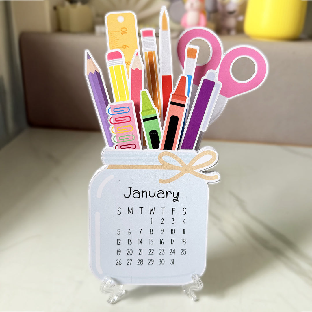 Stationery Theme 2026 Desk Calendar With Stand