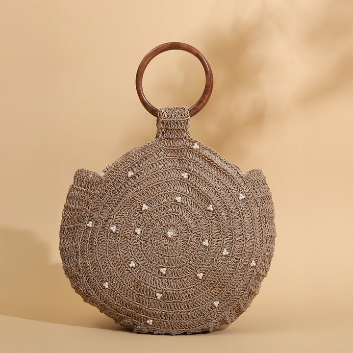 Handmade Pearl Embellished Regal Jute Handbag