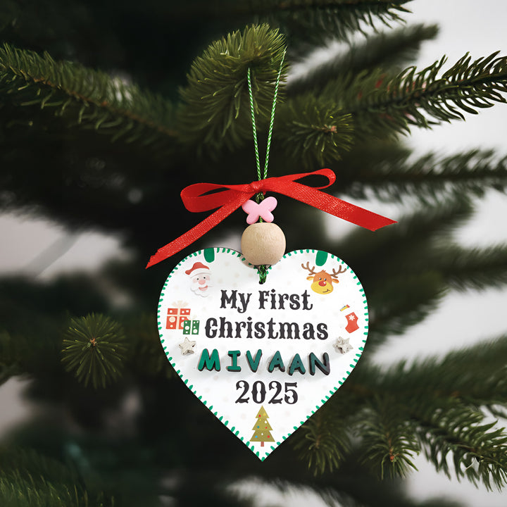 Personalized White My First Christmas MDF Wood Ornament For Tree Decoration