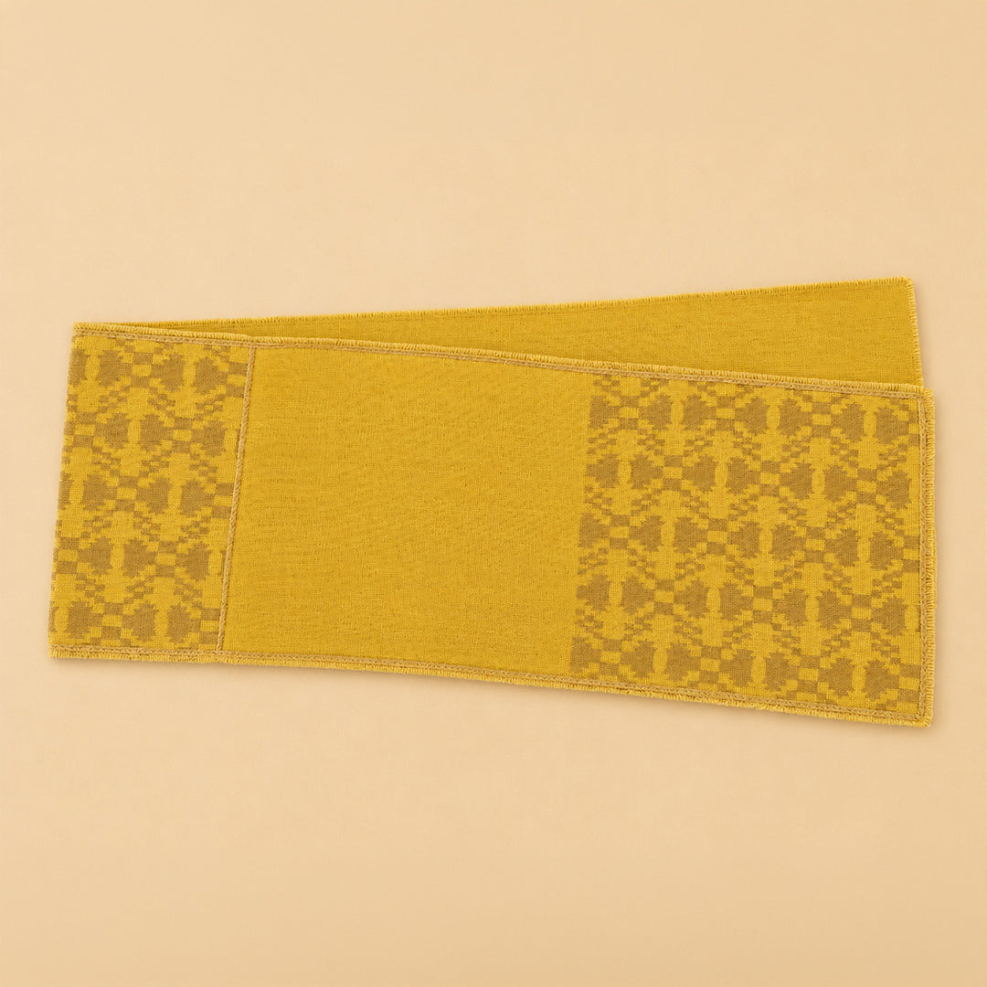 Handcrafted Yellow Screen Printed Jute Table Linen Gift Hamper With Gota Detailing For Festive Gifting