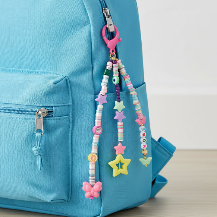 Personalized Multicolor Fimo Beads Bag Charm For Kids