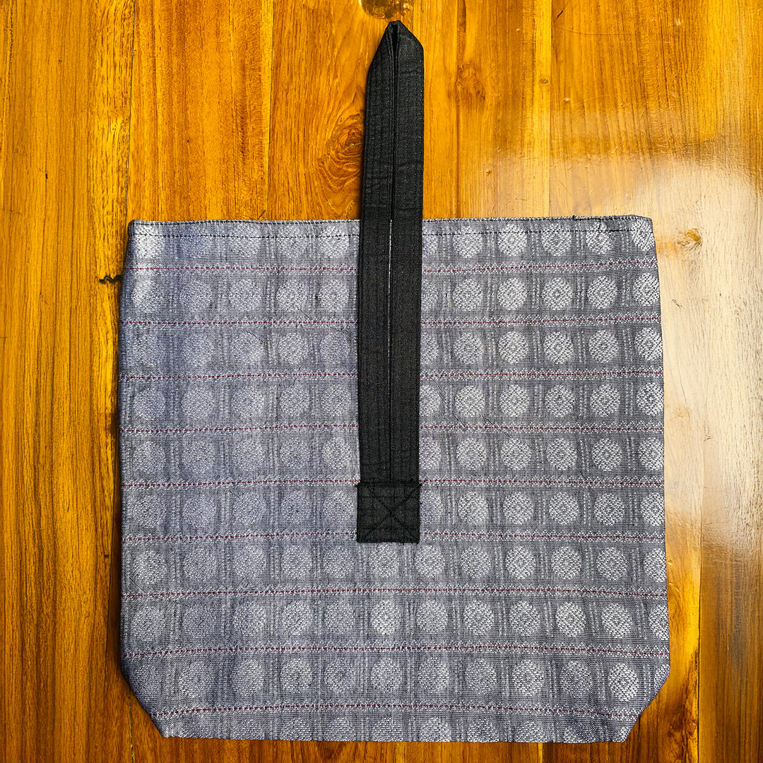 Handmade Grey Floral Khunn Fabric Cotton Wrist Purse