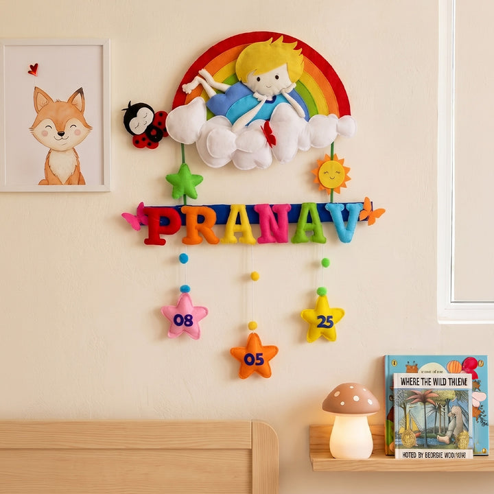 Personalised Rainbow Wonderland Kids Felt Name Plate