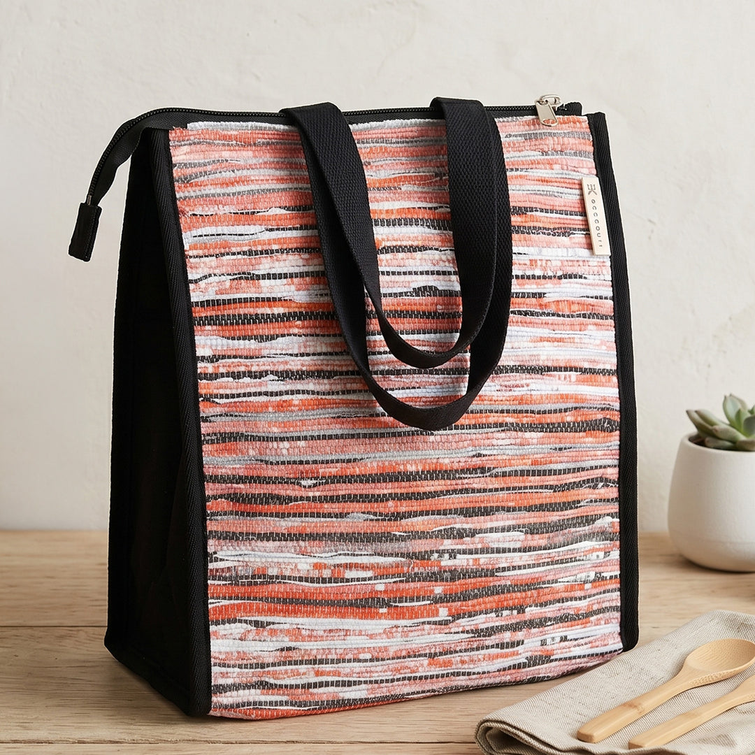 Upcycled Handcrafted Plastic Lunch Bag For Everyday Use | Fits 3 Lunchboxes & 1L Water Bottle