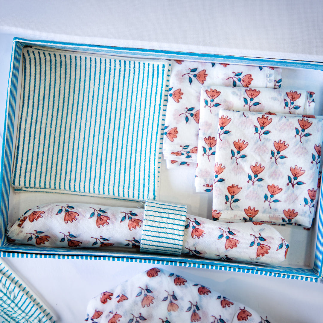 Summer Breeze Hand Block Printed Table Linen Set