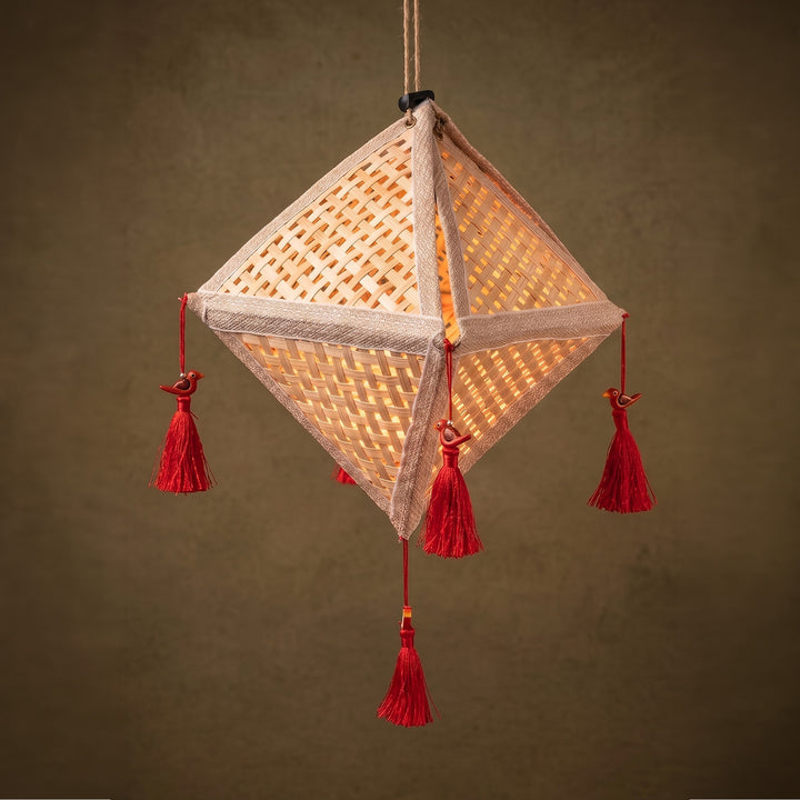 "Jhoomar" Handwoven Bamboo Diamond Kandil / Lampshade For Festive Decor
