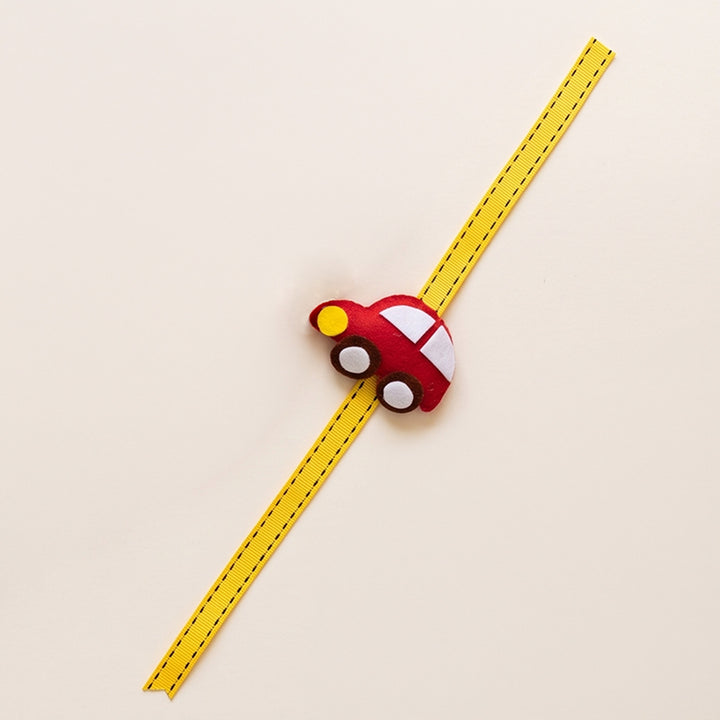 Personalised Handmade Felt Car Rakhi With Matching Hoop Hanging & Roli Chawal For Brother