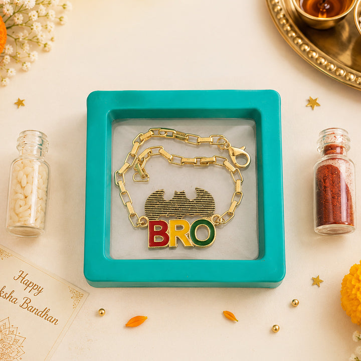 Handmade Beaded Batman Superhero Bracelet Rakhi With Roli Chawal For Brother
