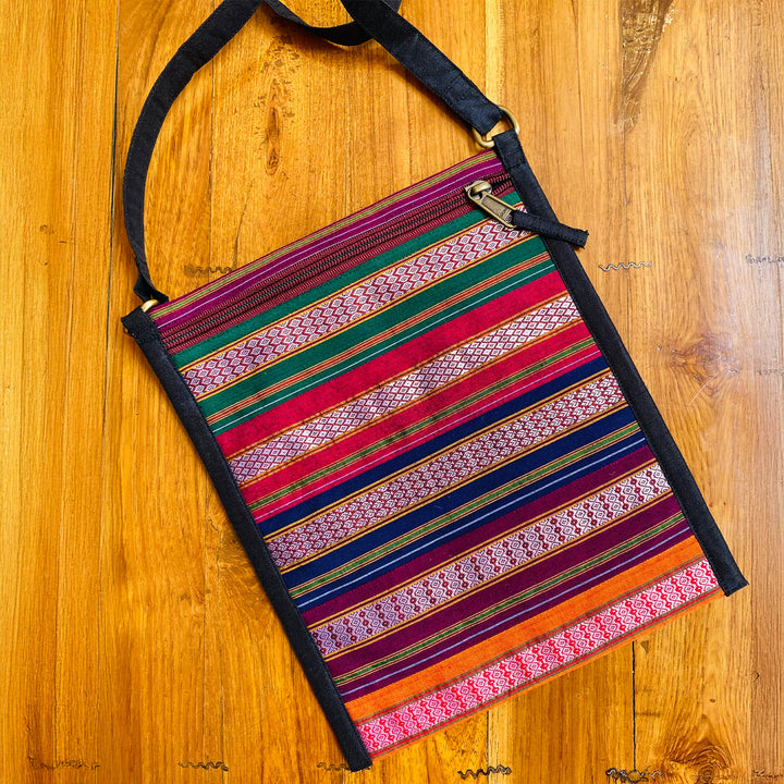 Handmade Traditional Indian Textiles Design Khunn Fabric Cotton Sling Bag