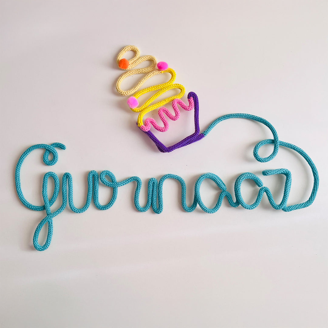 Personalized Knitted Wire Cupcake Theme Kids Name Plate