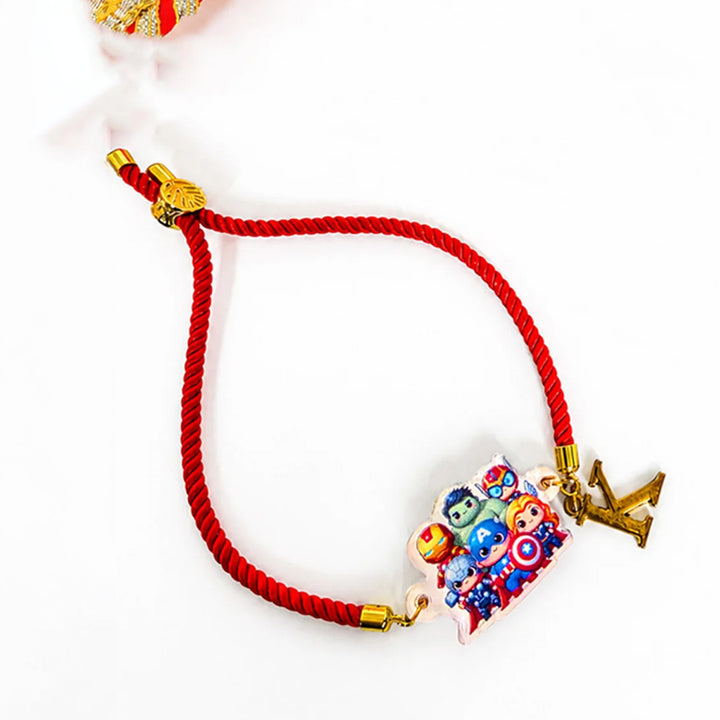 Personalized Adjustable Printed Multi-Theme Charm Bracelet Kids Rakhi For Brother