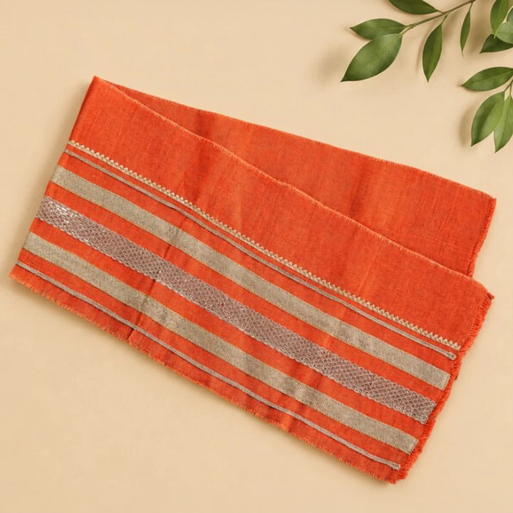 Rustic Jute Table Runner With Festive Gota Detailing For Festive Dining