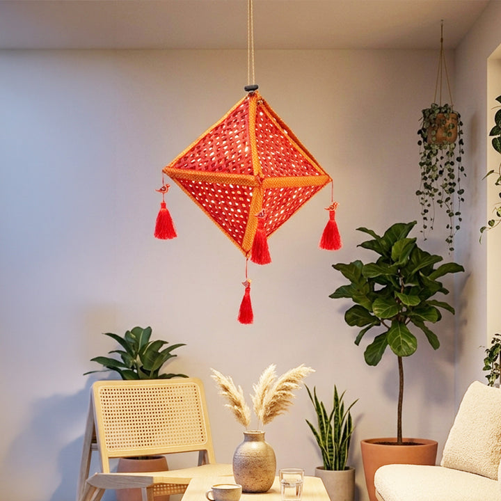 "Jhoomar" Handwoven Bamboo Diamond Kandil / Lampshade For Festive Decor