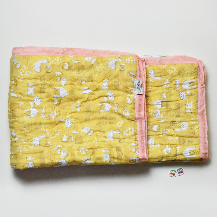 Hand Block Printed Farm Friends Quilt/Comforter
