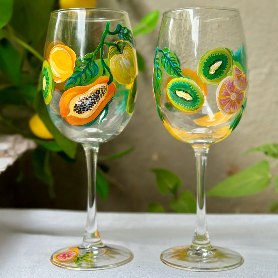 Hand-Painted Fruity Fizz Wine Glass