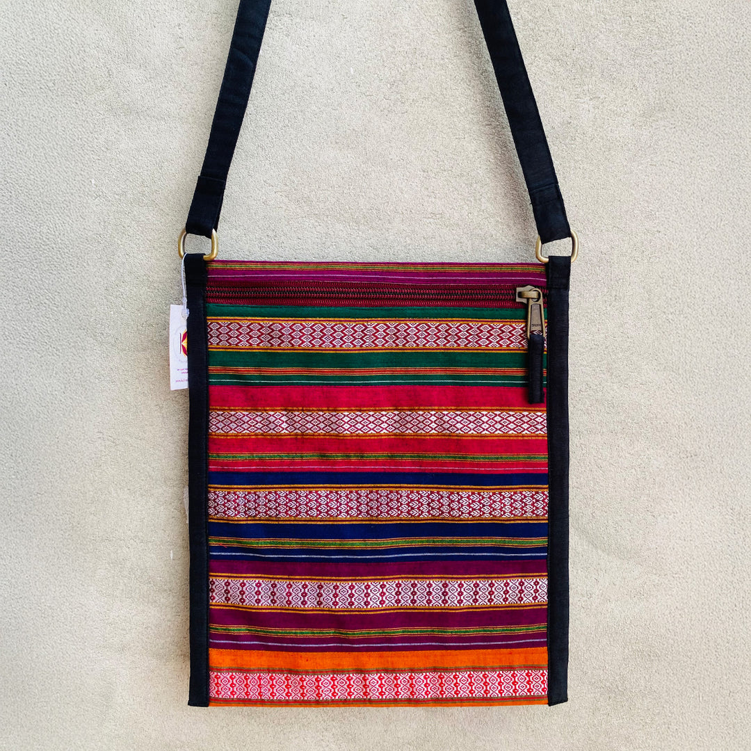 Handmade Traditional Indian Textiles Design Khunn Fabric Cotton Sling Bag