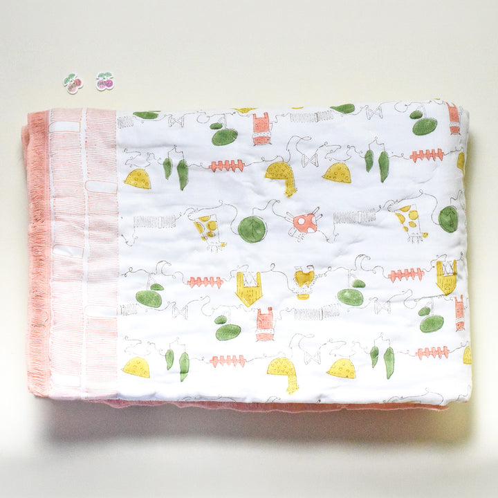 Hand Block Printed Farm Friends Quilt/Comforter