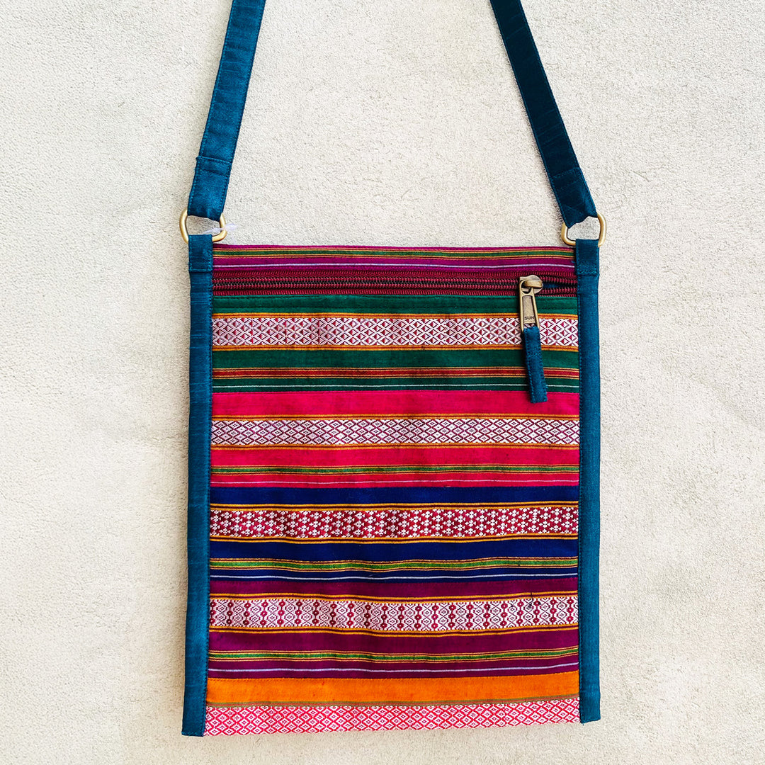 Handmade Traditional Indian Textiles Design Khunn Fabric Cotton Sling Bag