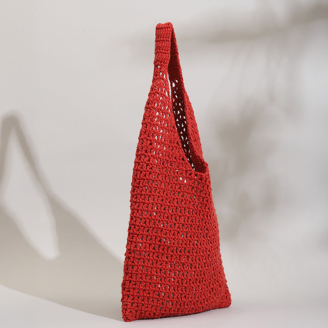 Handmade Crochet Red Hobo Shoulder Bag