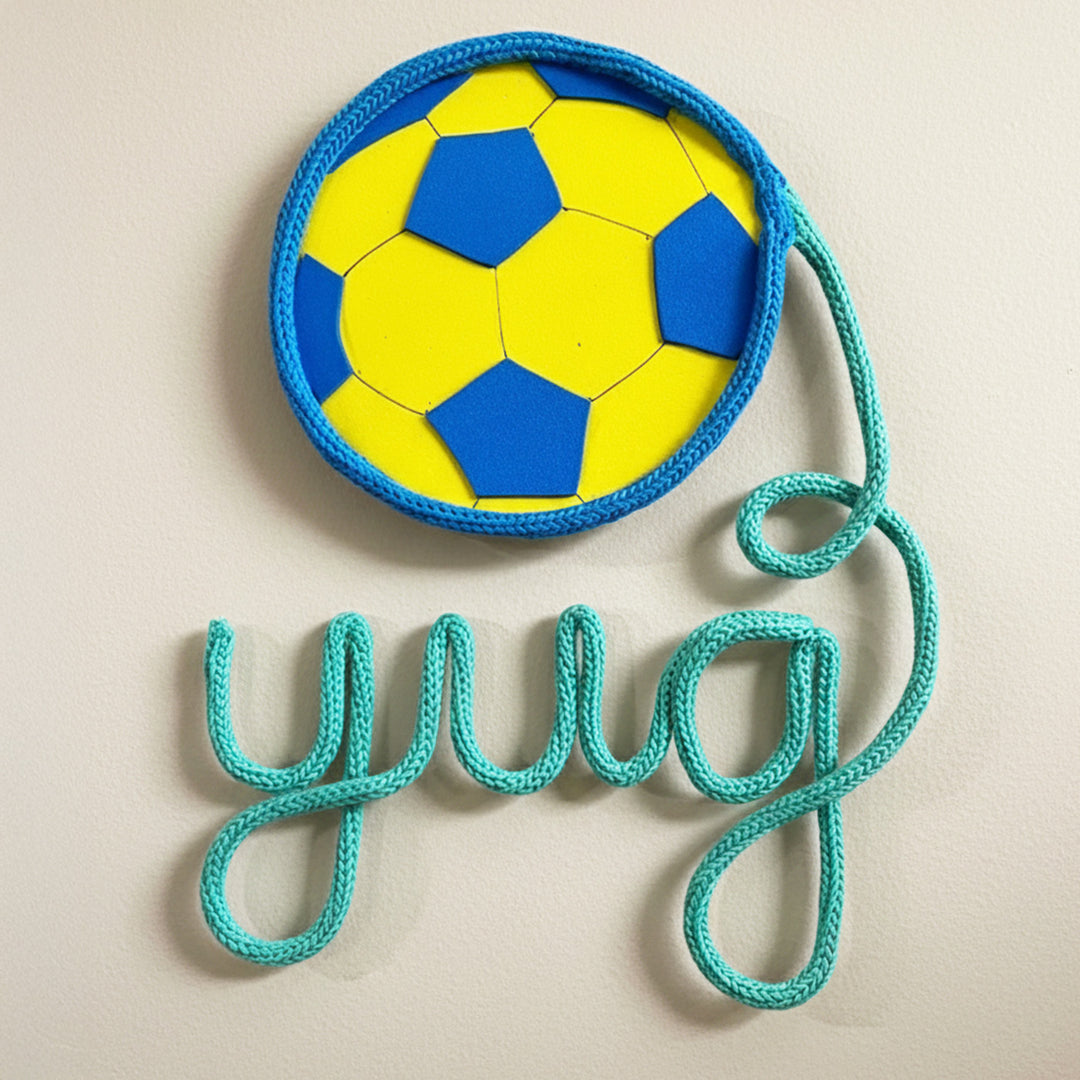 Personalized Knitted Wire Football Theme Kids Name Plate