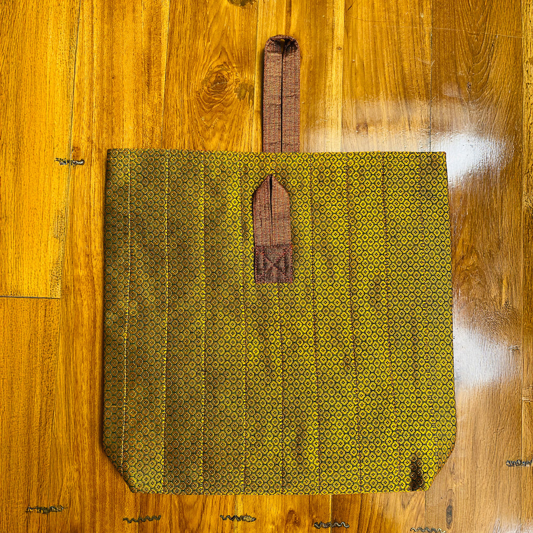 Handmade Yellow Dot Khunn Fabric Cotton Wrist Purse