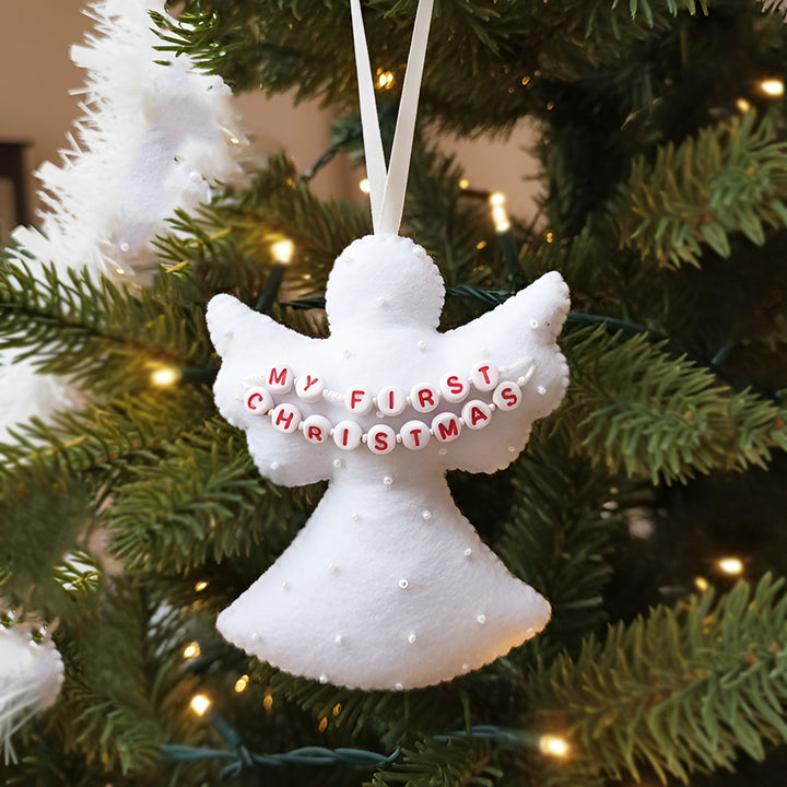 Handmade "My First Christmas" Felt Angel Ornament For Tree Decoration