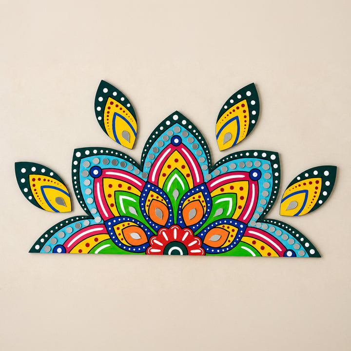 Hand-Painted Peacock Lotus Decorative Rangoli For Festive Decor