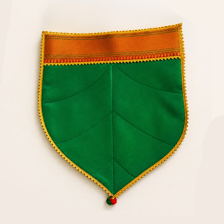 Silk Satin Naivedya Paan With Border Detail | Festive Prasad/Tray Cover
