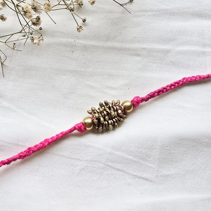 Beaded Zarna Brass Beads Rakhi With Roli Chawal For Brother