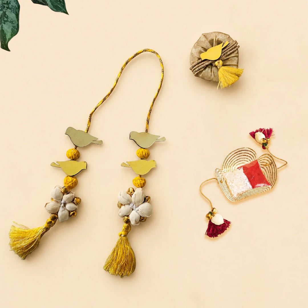 Handcrafted Bird Motif Shola Beaded Gajra With Tassels For Festive Look