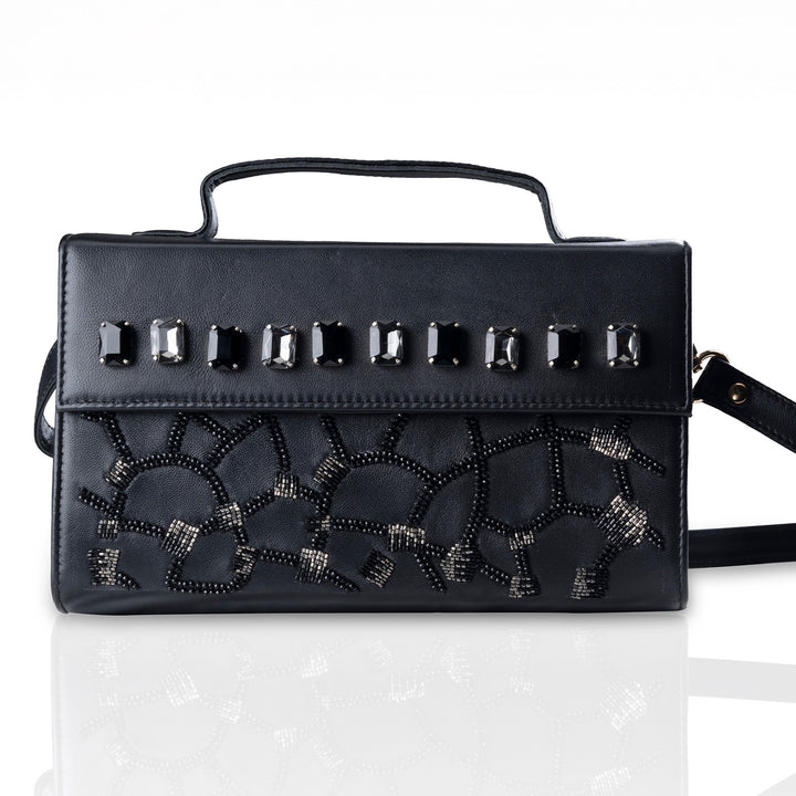 Embellished Black Eclat Noir Leather Handbag