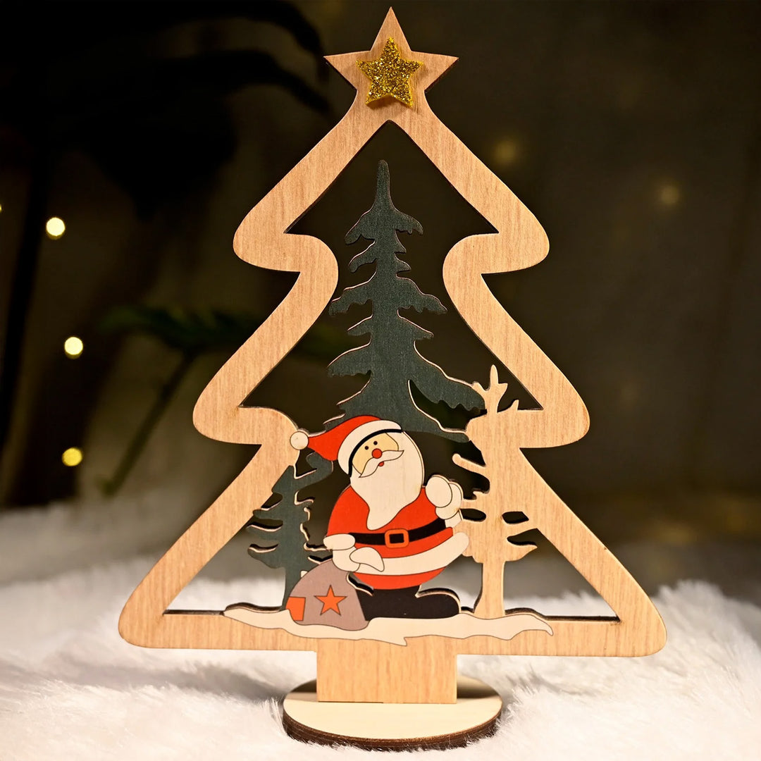 Laser Cut Santa & Xmas Tree Wooden Table Decor