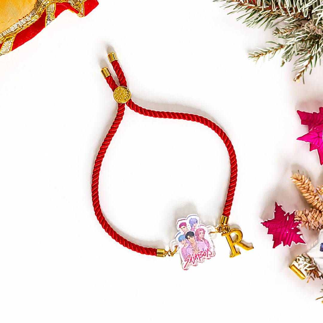 Personalized Adjustable Printed Multi-Theme Charm Bracelet Kids Rakhi For Brother