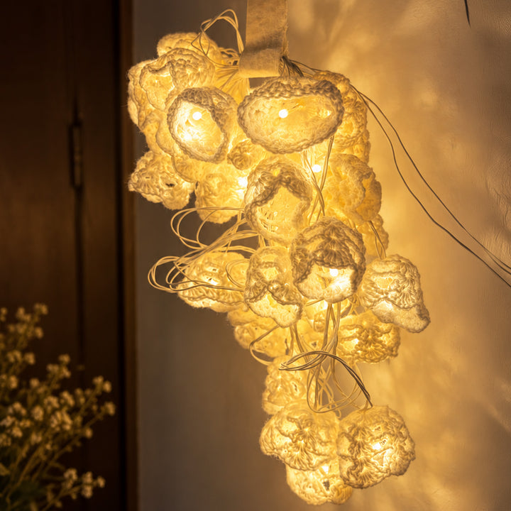 Handmade Crochet Bell Wool LED Fairy Light For Festive Decor