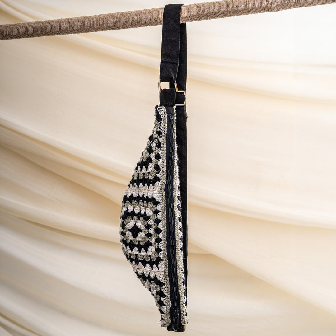 Monochrome Crochet Fanny Bag