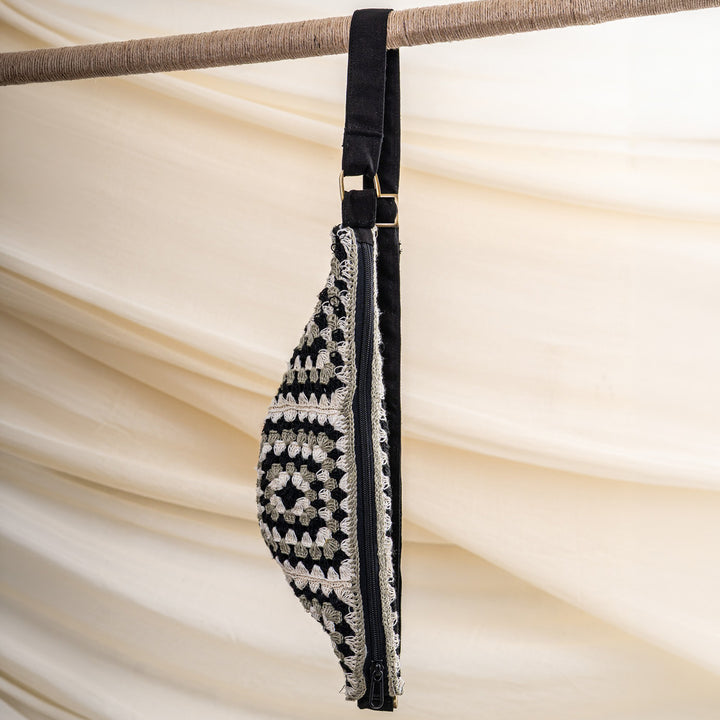 Monochrome Crochet Fanny Bag