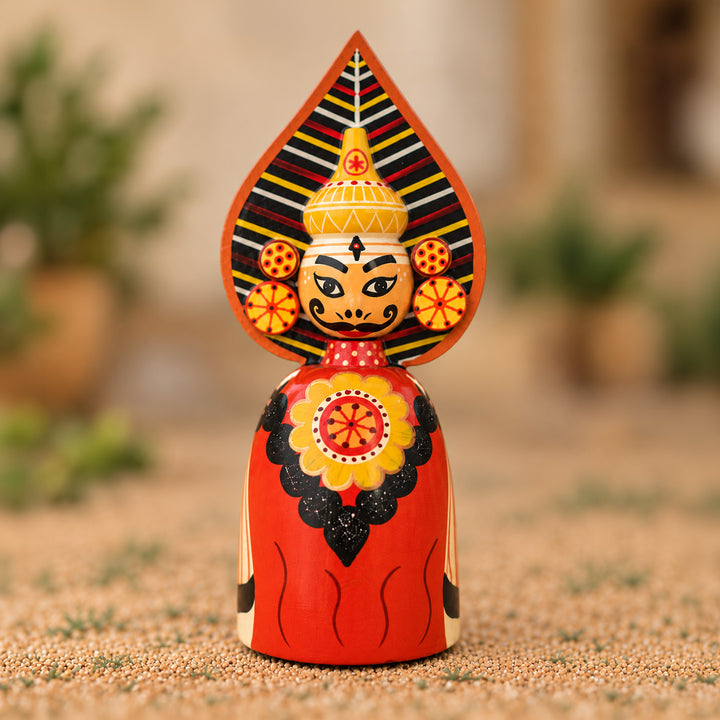 Handmade Kantara Large Wooden Golu Doll Toy For Festive Decor