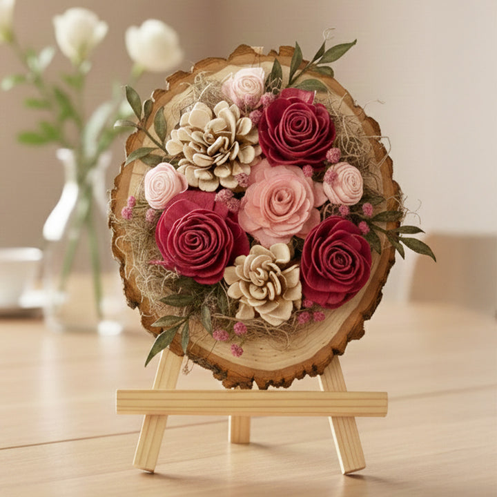 Handmade Rose Shola Flower Centerpiece With Easel