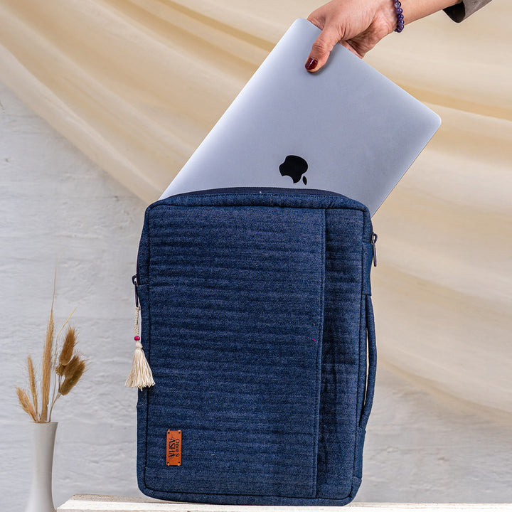 Handcrafted Dark Denim Sahiba Laptop Sleeve