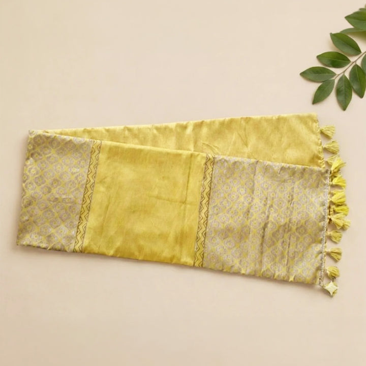 Mughal Boota Screen Printed Silk Table Runner For Festive Dining