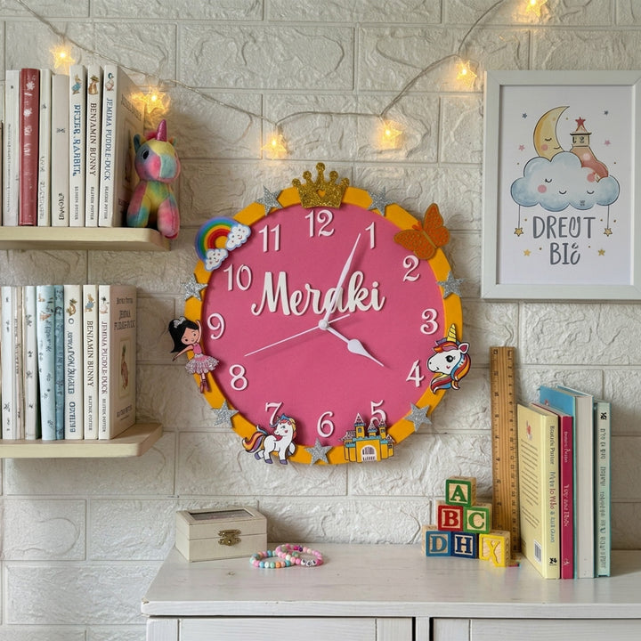 Personalised Princess Castle Kids Wall Clock | 12 inch